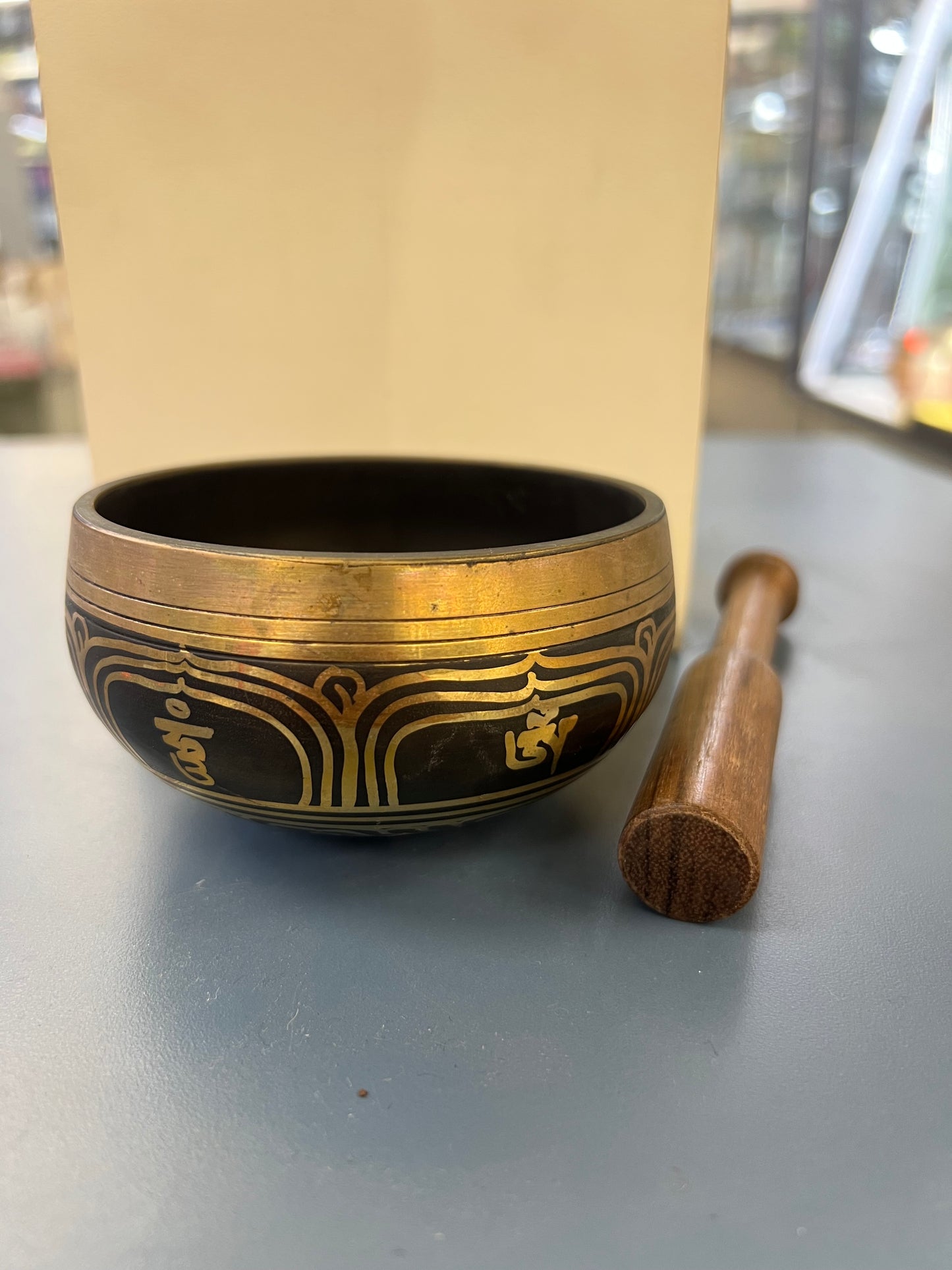 4 inch diameter -Black Buddha Eyes Singing Bowl |Sound Healing Bowl | Handmade in Nepal | Spiritual Yoga Gift Set