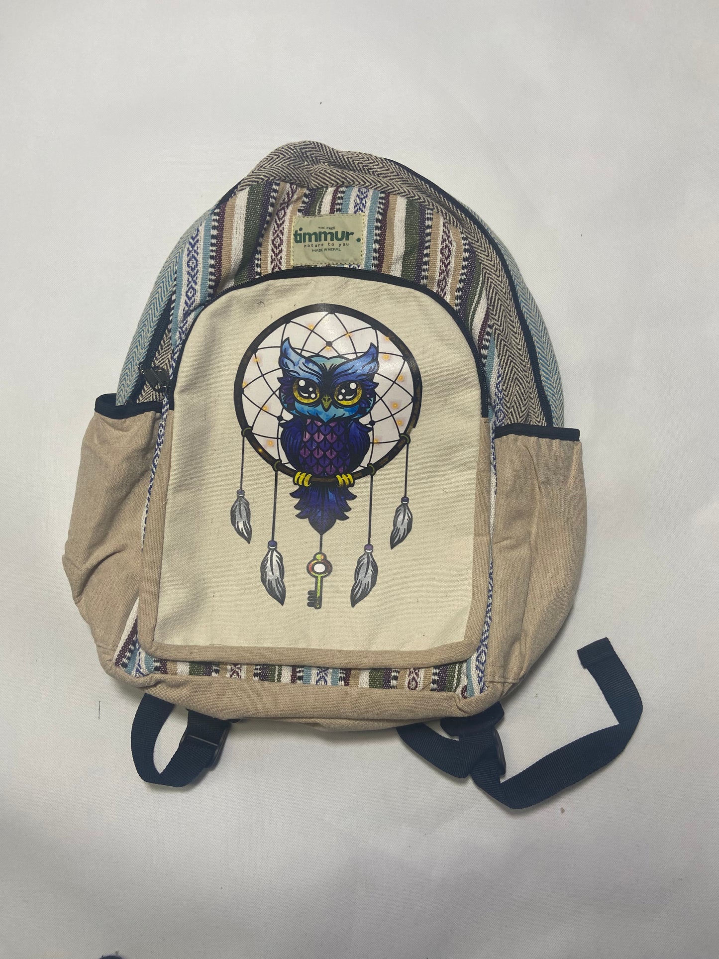 Timmur Grey Wolf Printed Hemp Backpack For Men & Women