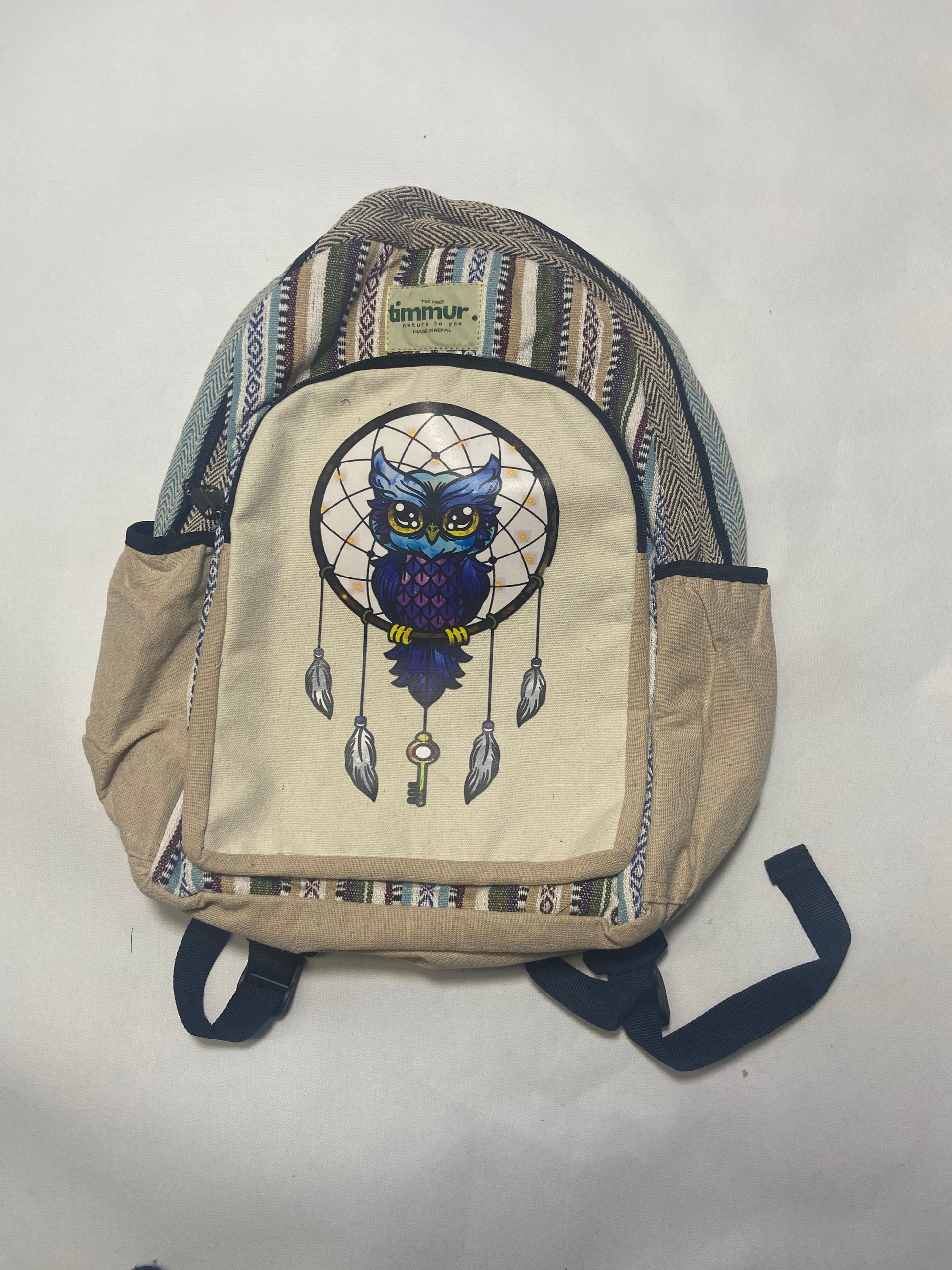 Timmur Grey Wolf Printed Hemp Backpack For Men & Women