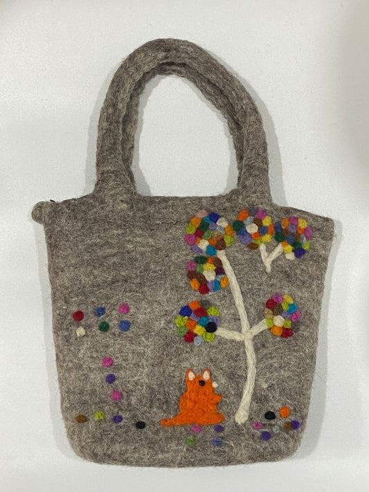 Timmur Tree With Fox Design Felt Hand Bag