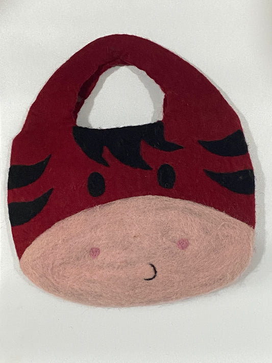 Timmur Red & White Mixed Color Felt Hand Bag