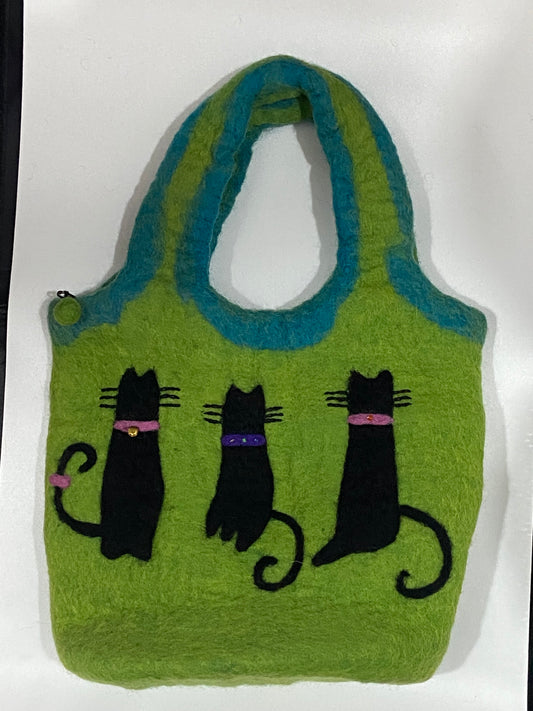 Timmur Triple Cat Design Felt Bag