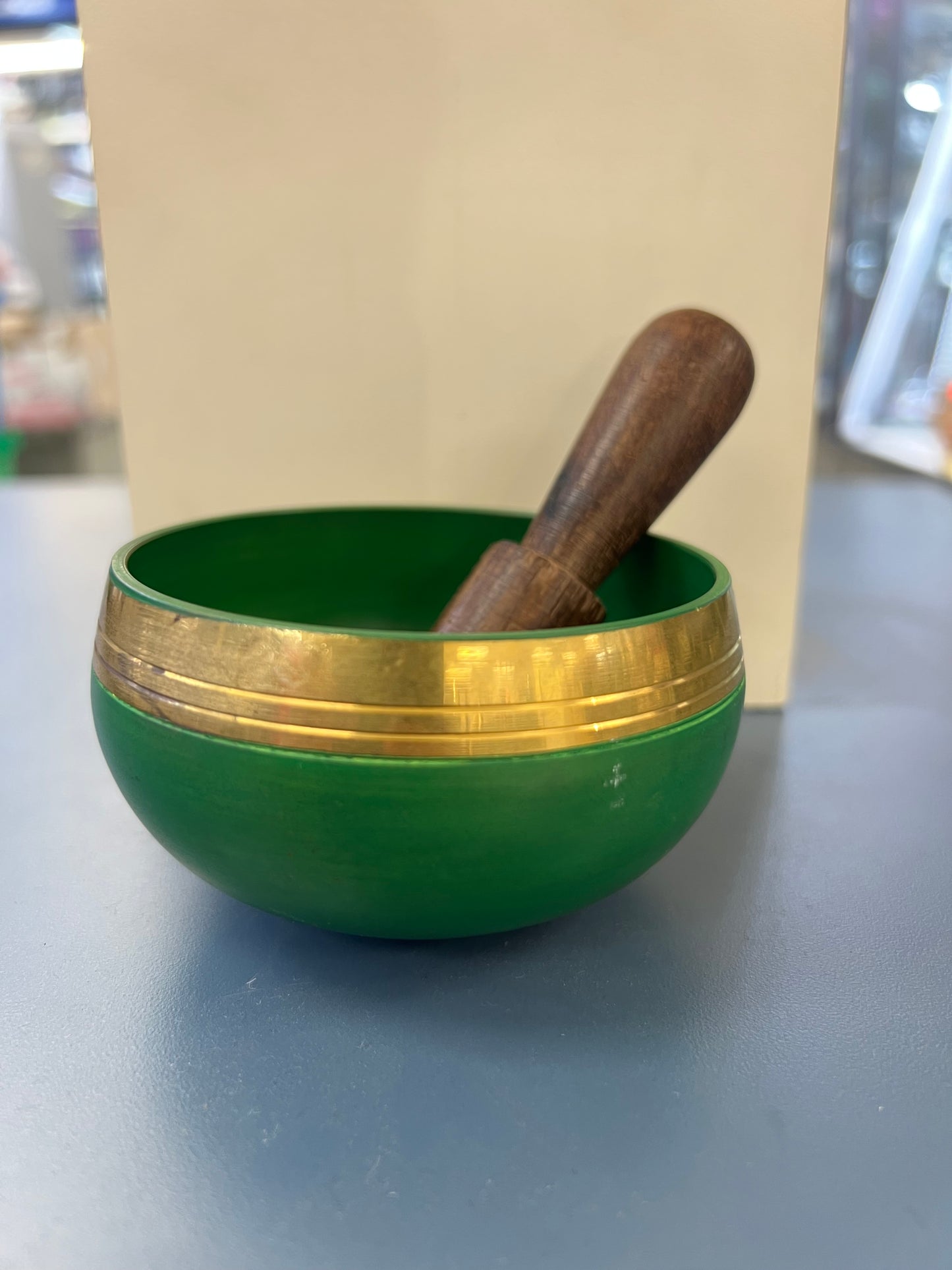 3.5 inch diameter -Green Chakra Singing Bowl | Heart Chakra Meditation & Sound Healing Bowl | Handmade in Nepal | Spiritual Yoga Gift Set