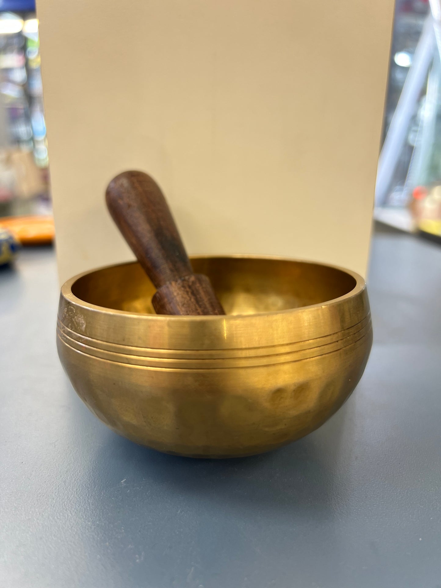 3.5 inch diameter -Singing Bowl Set | Hammered Brass Meditation Bowl with Wooden Striker | Sound Healing & Yoga Bowl | Made in Nepal