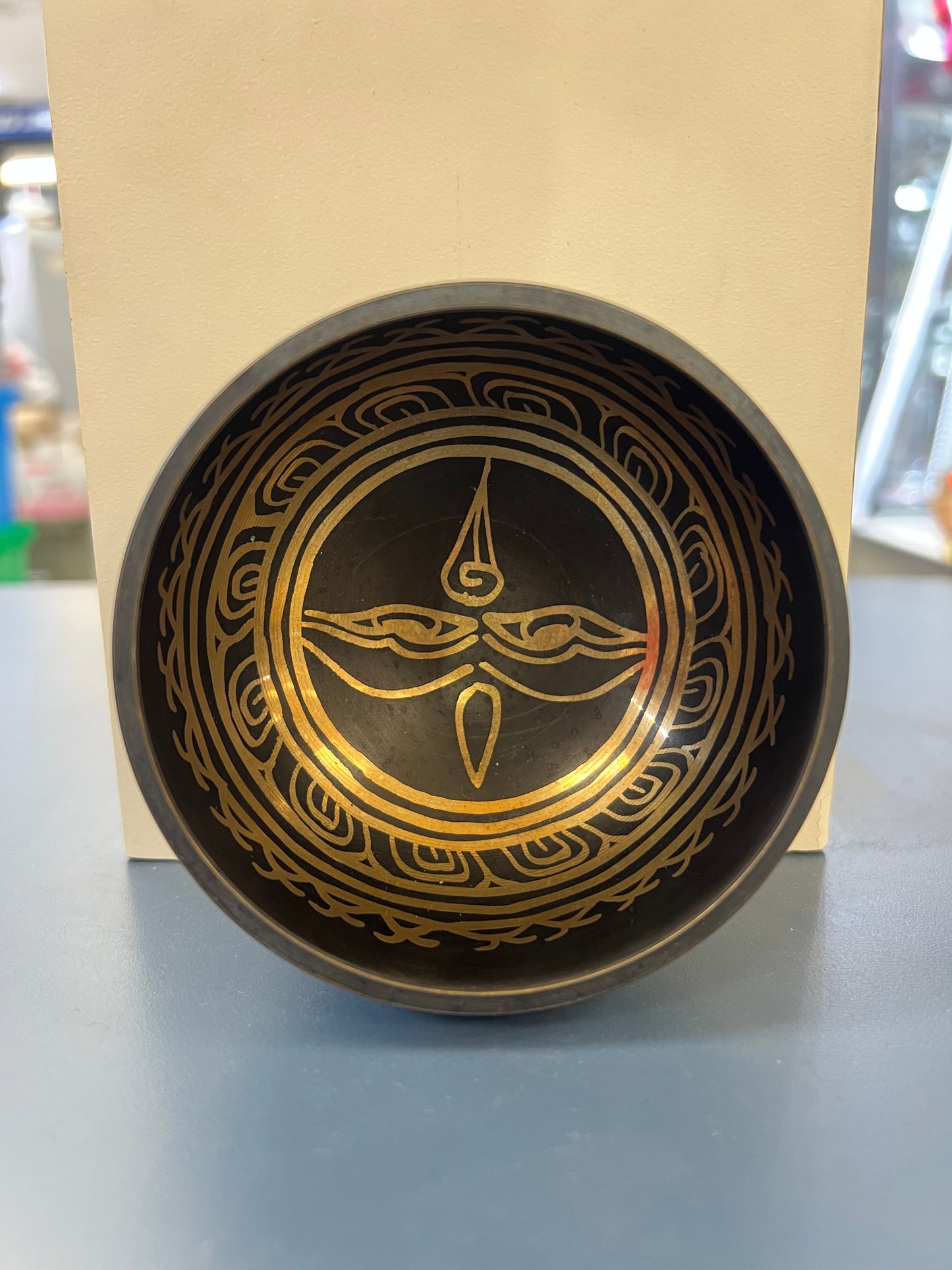4 inch diameter -Black Buddha Eyes Singing Bowl |Sound Healing Bowl | Handmade in Nepal | Spiritual Yoga Gift Set