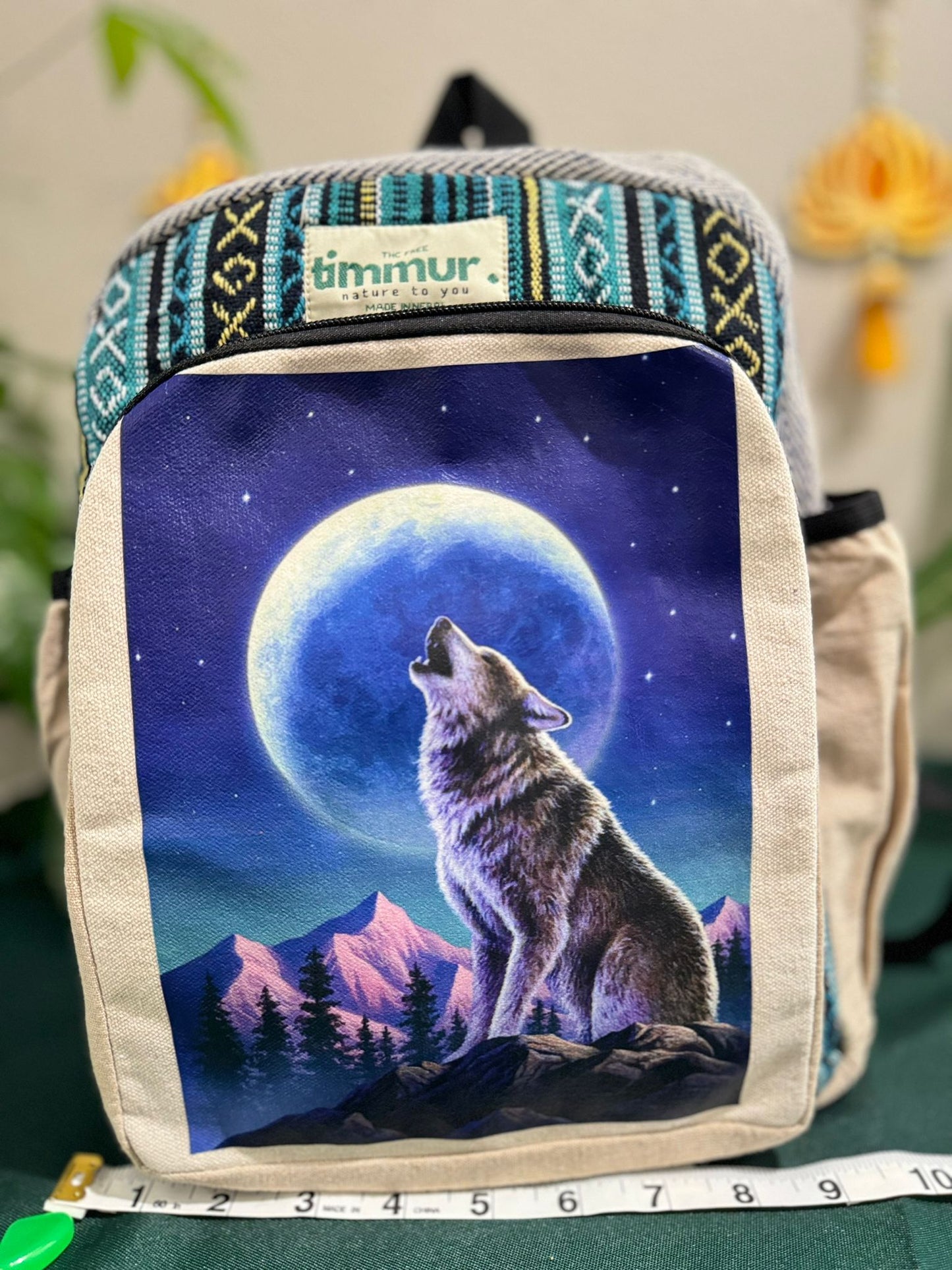 Timmur Unisex Hemp Backpack - Wolf & Moon