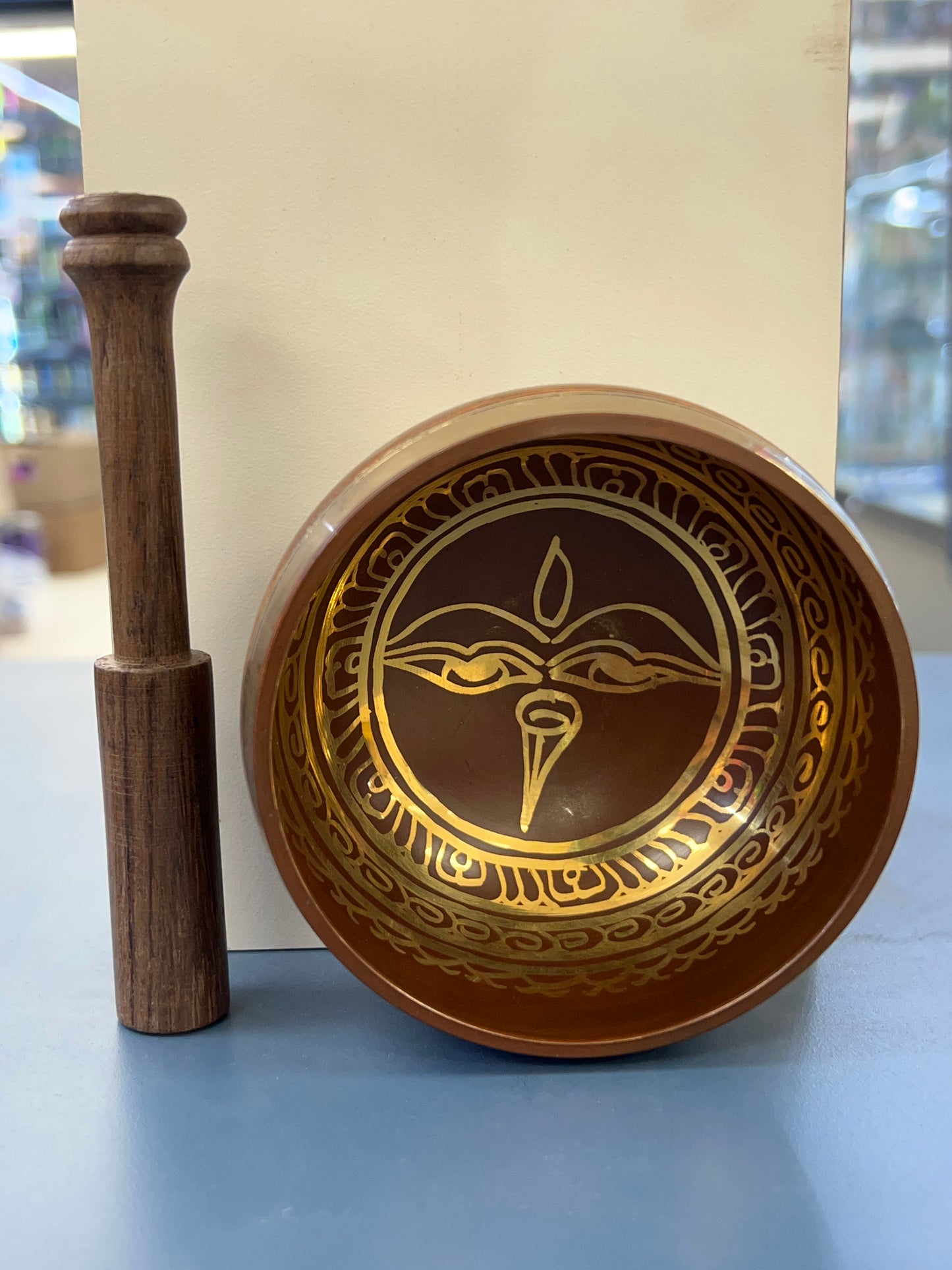 4 inch diameter Buddha Eyes Singing Bowl |Meditation & Sound Healing Bowl | Handmade in Nepal | Spiritual Yoga Gift Set