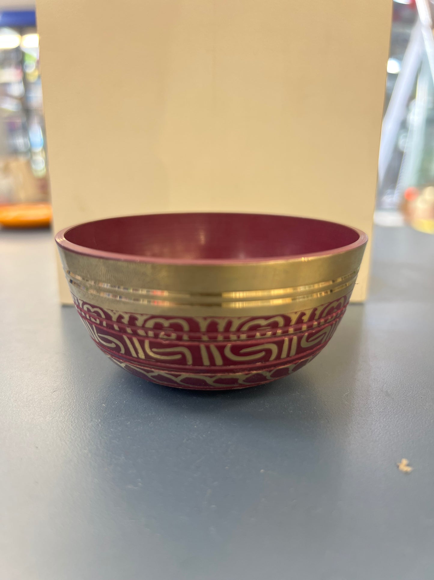 Timmur 3 inch diameter -Red Chakra Singing Bowl Gift Set | Meditation & Sound Healing Bowl with Wooden Striker | Handmade in Nepal | Yoga & Spiritual Decor
