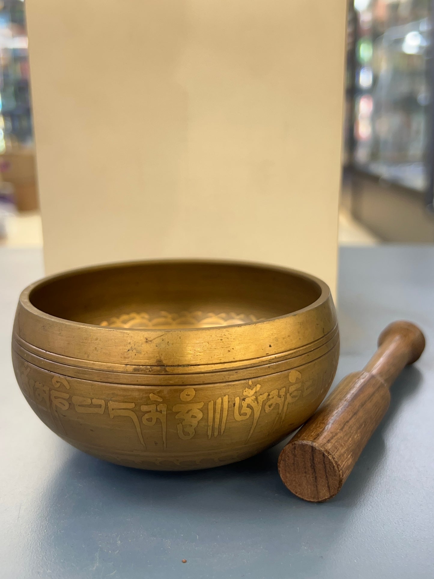 4 inch diameter -Antique Bronze Buddha Eyes Singing Bowl | Meditation & Sound Healing Bowl | Handmade in Nepal | Spiritual Yoga Gift Set