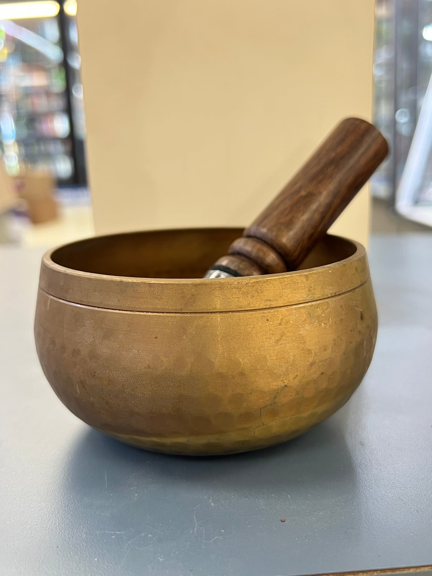4.5 inch diameter -Handmade Singing Bowl | Antique Bronze Meditation & Sound Healing Bowl | Handmade in Nepal | Yoga Spiritual Gift Set