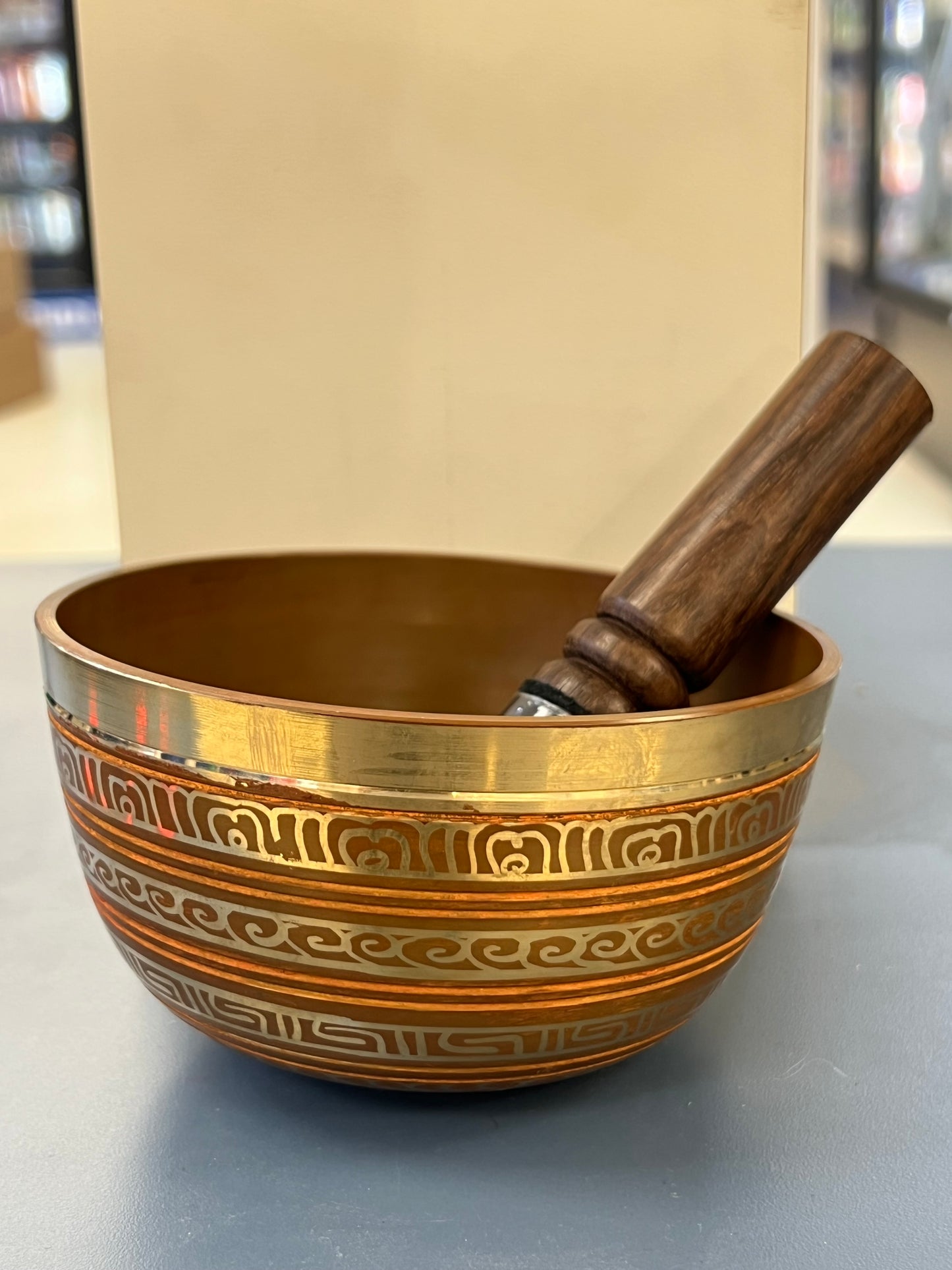 5 inch diameter Handmade Brown Chakra Singing Bowl | Meditation & Sound Healing Bowl |  Yoga Spiritual Gift Set | Made in Nepal