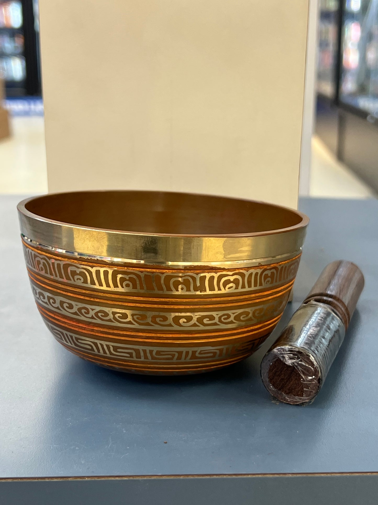 5 inch diameter Handmade Brown Chakra Singing Bowl | Meditation & Sound Healing Bowl |  Yoga Spiritual Gift Set | Made in Nepal