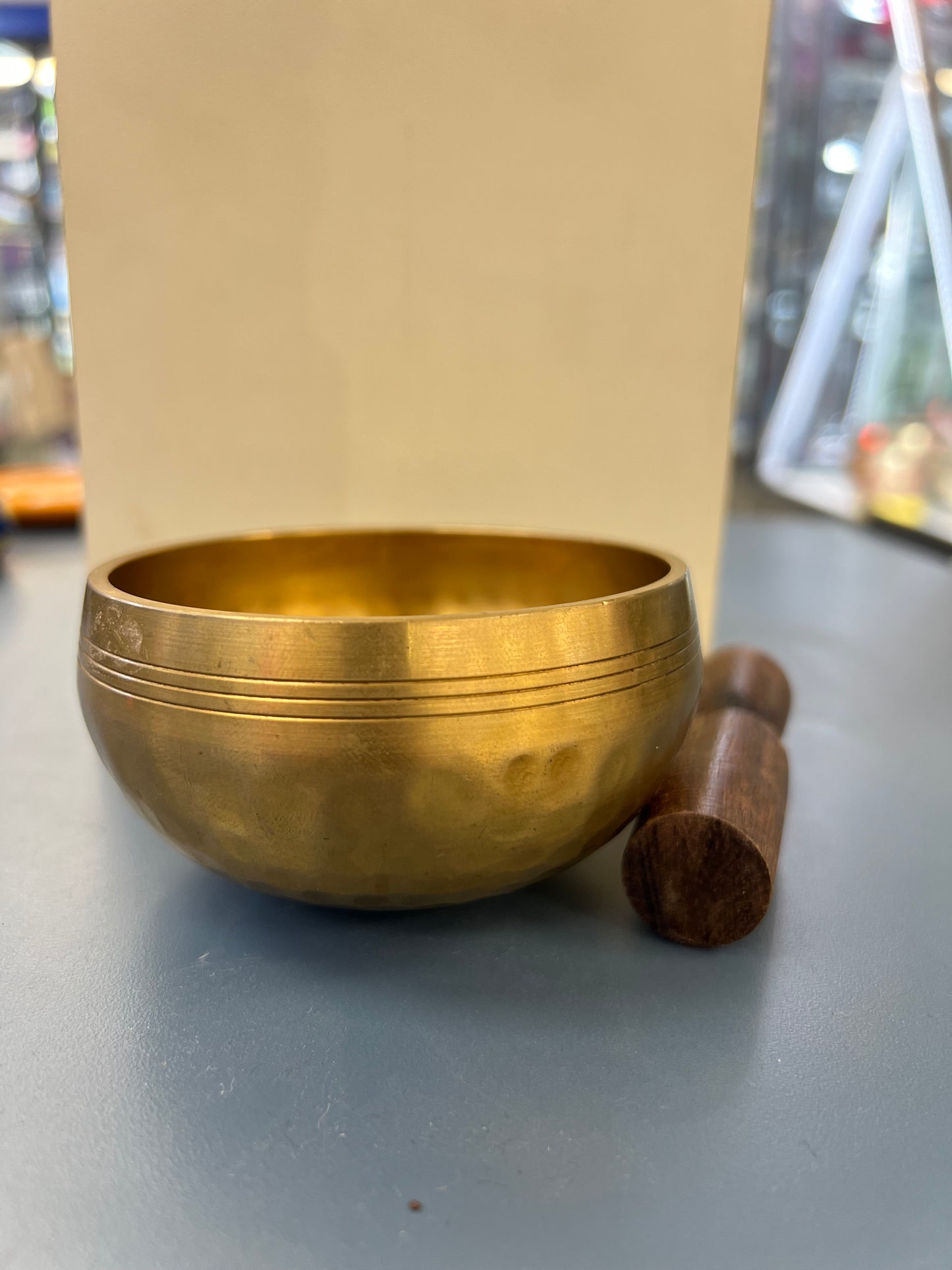 3.5 inch diameter -Singing Bowl Set | Hammered Brass Meditation Bowl with Wooden Striker | Sound Healing & Yoga Bowl | Made in Nepal