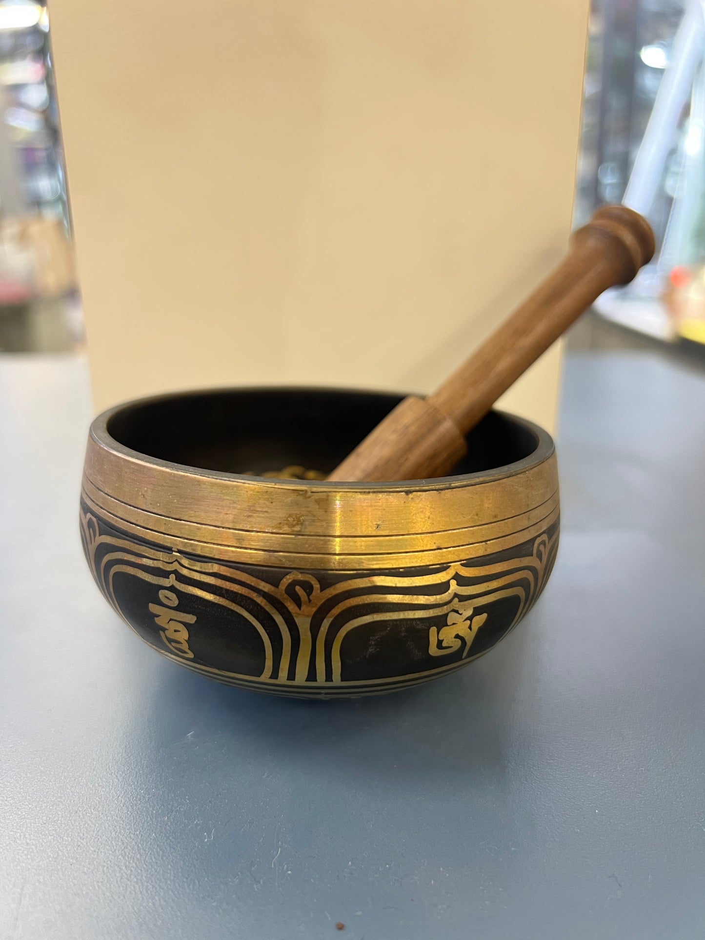 4 inch diameter -Black Buddha Eyes Singing Bowl |Sound Healing Bowl | Handmade in Nepal | Spiritual Yoga Gift Set