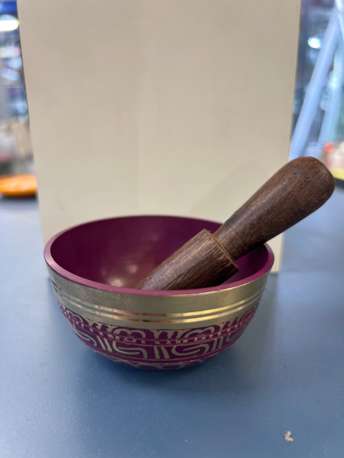 Timmur 3 inch diameter -Red Chakra Singing Bowl Gift Set | Meditation & Sound Healing Bowl with Wooden Striker | Handmade in Nepal | Yoga & Spiritual Decor