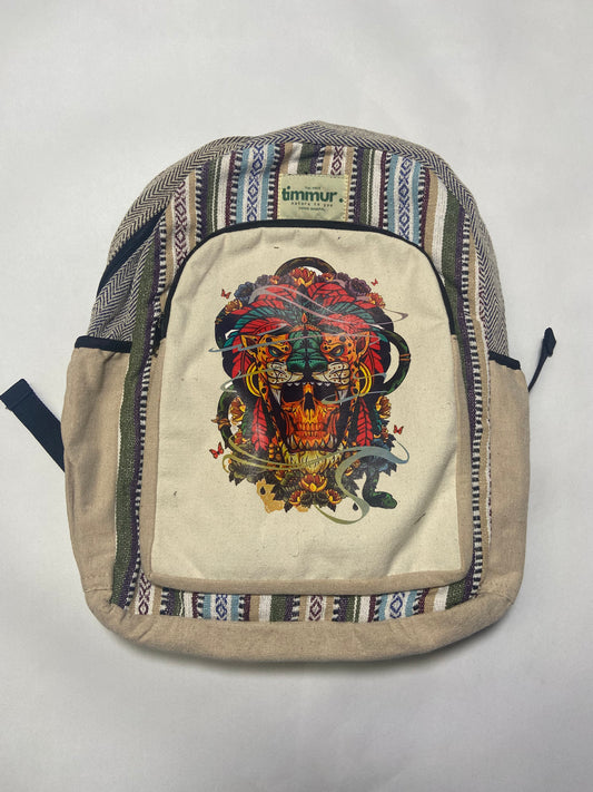 Timmur Multicolor Mix Skull Lion Printed Hemp Backpack For Men & Women