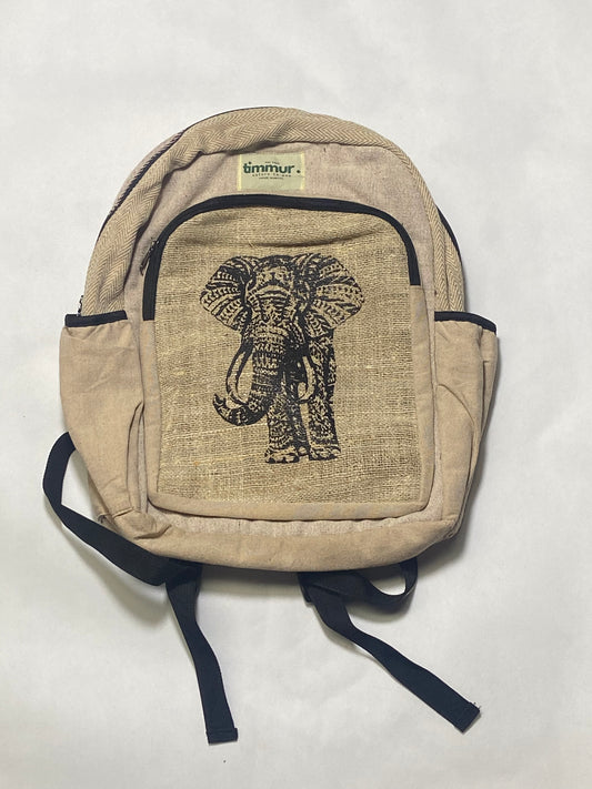 Timmur Elephant Design Hemp Backpack For Men & Women