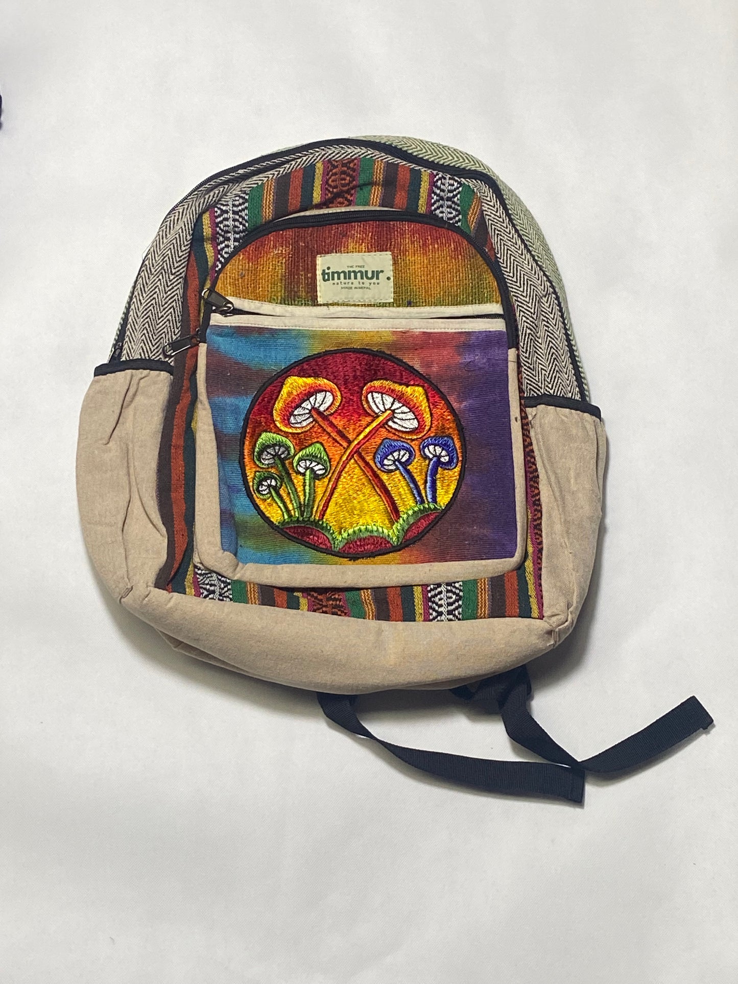 Timmur Colorful Mushroom Design Hemp Backpack For Men & Women