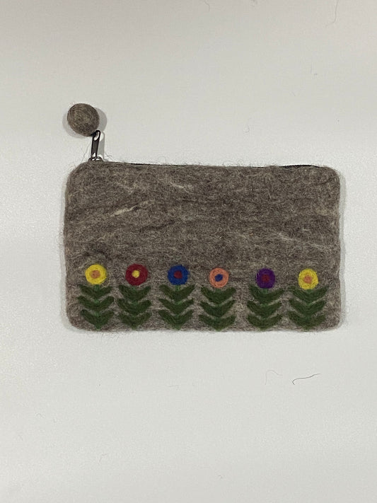 Timmur Flower Design Pencil Felt Purse