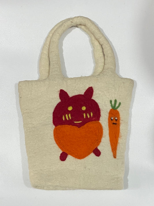 Timmur Rabbit With Carrot Design Felt Hand Bag