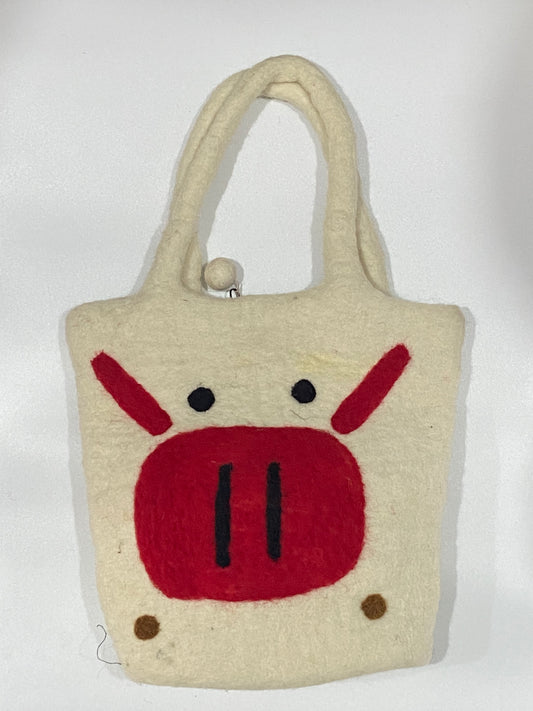 Timmur Pig Design Felt Hand Bag