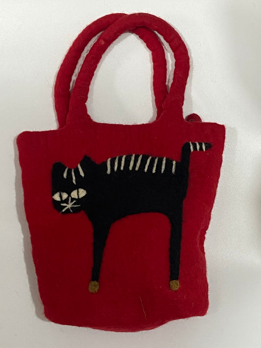 Timmur Cat Design Felt Handbag