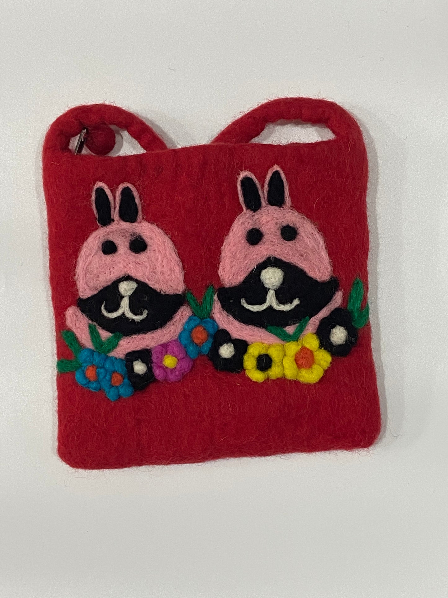 Timmur Rabbit Design Felt Red Color Hand Bag